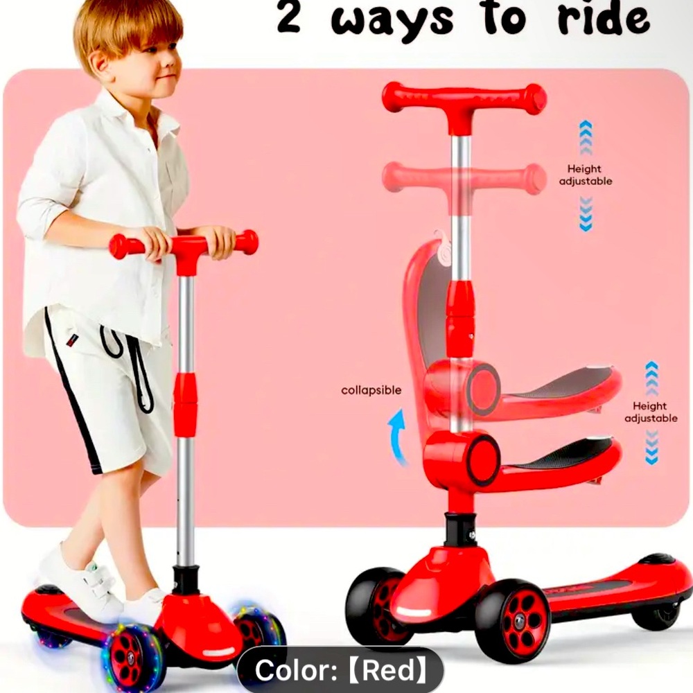 Red Kids Scooter with Adjustable Height
